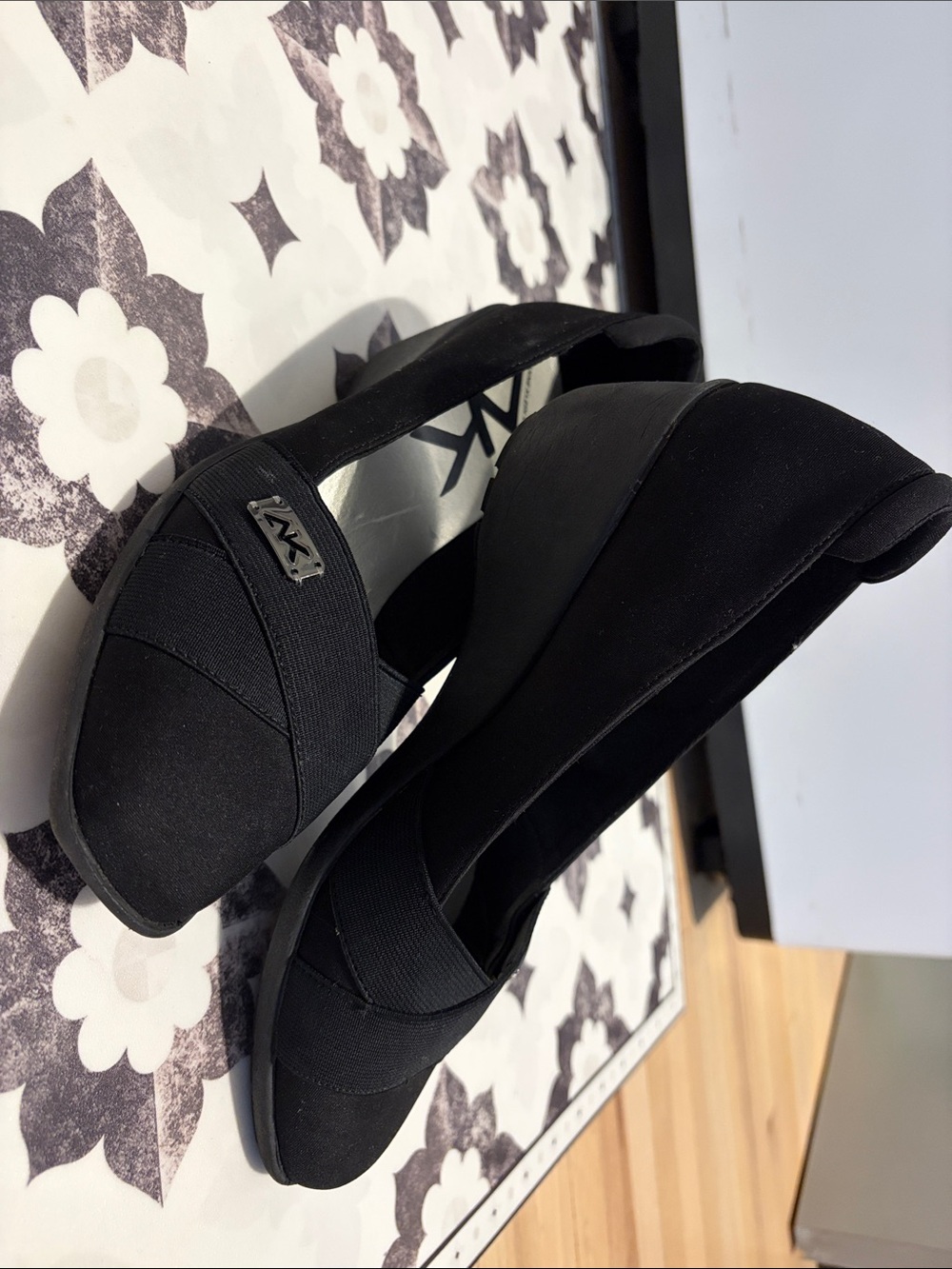 Anne Klein Valarie Black Wedge Heels - Slip-On shoes